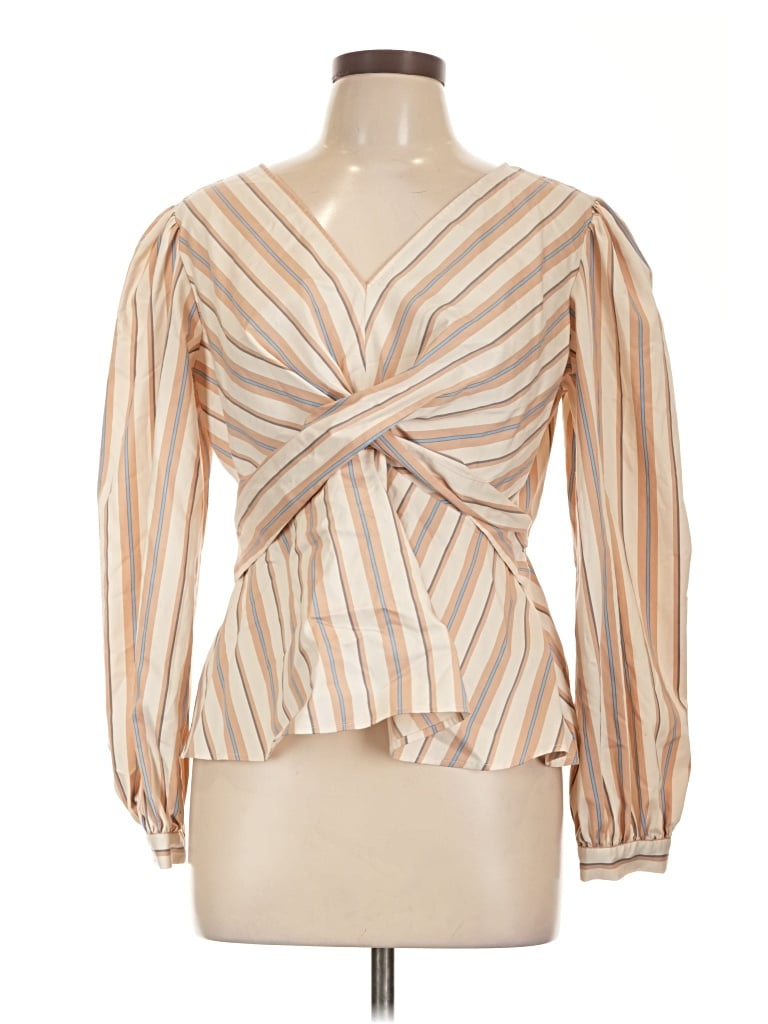 Pre-owned Maurices Long Sleeve Blouse In Tan