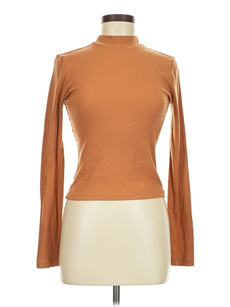 Pre-owned Double Zero Long Sleeve Turtleneck In Brown