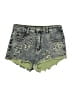 Shein Graphic Green Denim Shorts Size 29 waist - photo 1