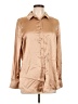Japna 100% Polyester Metallic Tan Long Sleeve Blouse Size L - photo 1