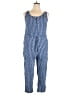 Chaps 100% Viscose Checkered-gingham Blue Jumpsuit Size L - photo 1