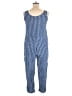 Chaps 100% Viscose Checkered-gingham Blue Jumpsuit Size L - photo 2