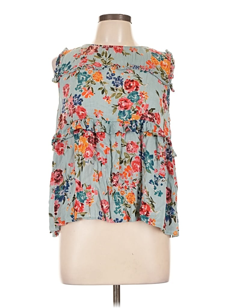 Pre-owned Pleione Sleeveless Blouse In Teal