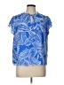CeCe 100% Polyester Blue Short Sleeve Blouse Size L - photo 1