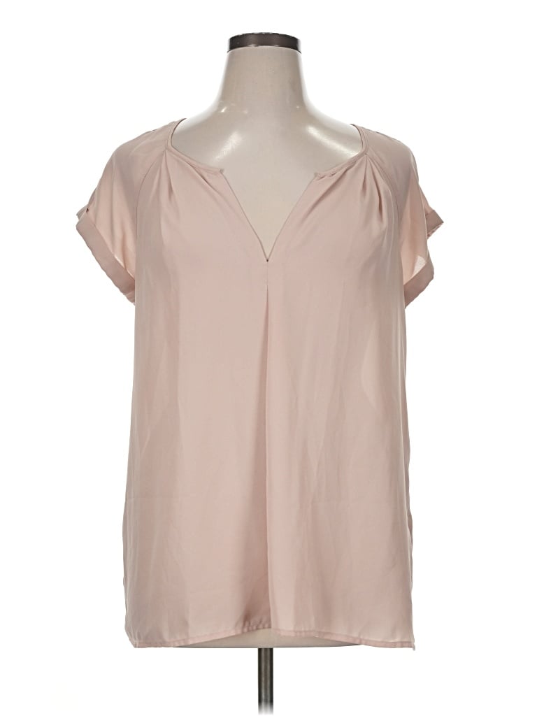 Pre-owned Max Studio Short Sleeve Blouse In Tan