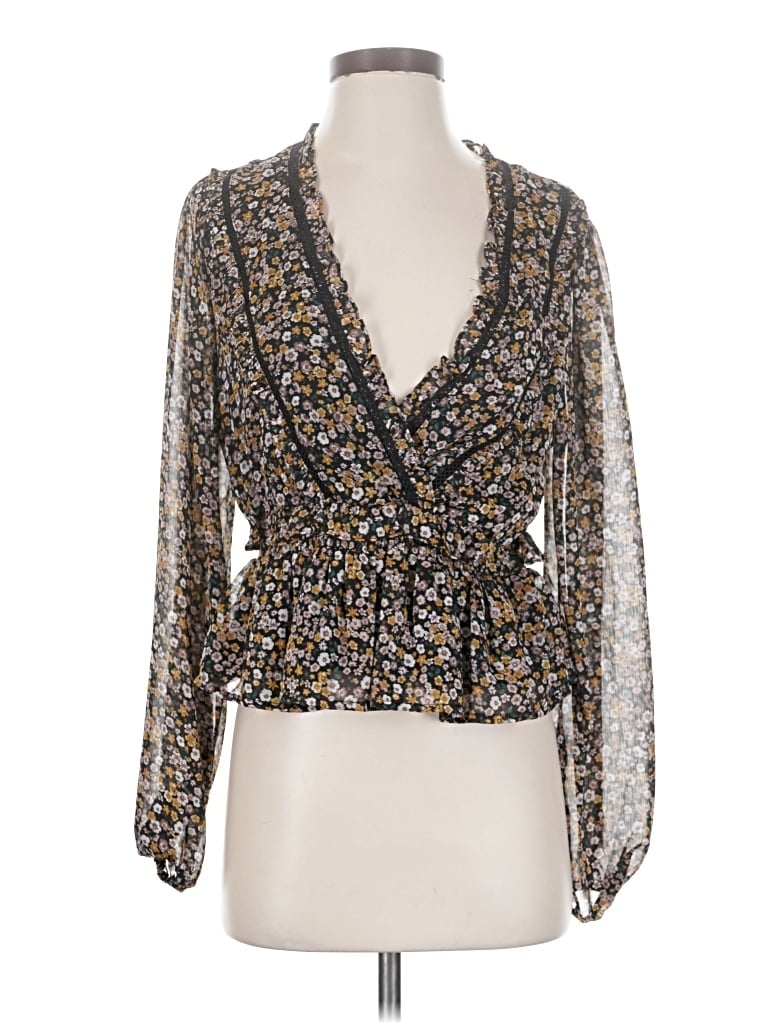 Pre-owned Astr Long Sleeve Blouse In Gold