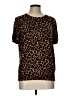 Lands' End Animal Print Brown Short Sleeve Top Size L - photo 1