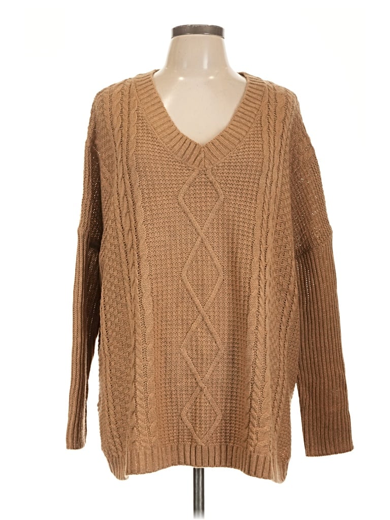 Pre-owned Natural Reflections Pullover Sweater In Tan
