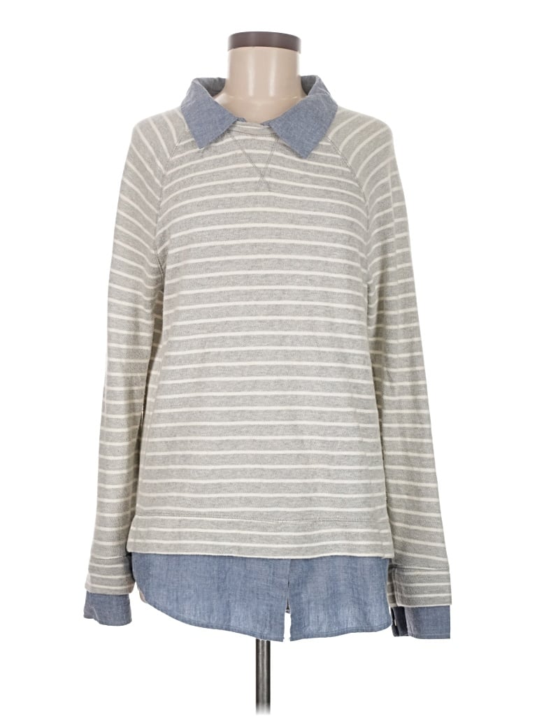 Pre-owned Soft Joie Long Sleeve Polo Shirt In Gray