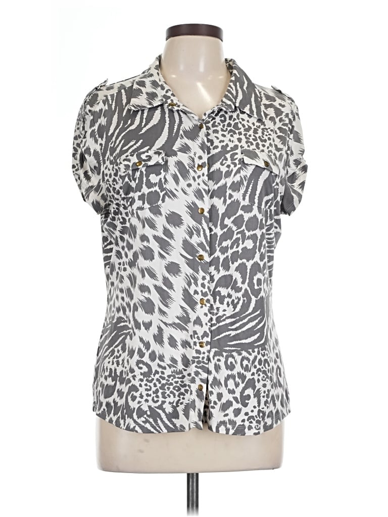 Pre-owned Bcbgmaxazria Short Sleeve Blouse In Silver