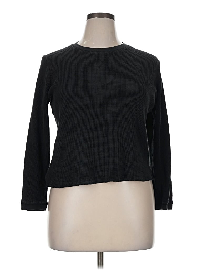 Pre-owned Everlane Thermal Top Black Keyhole Neckline Tops