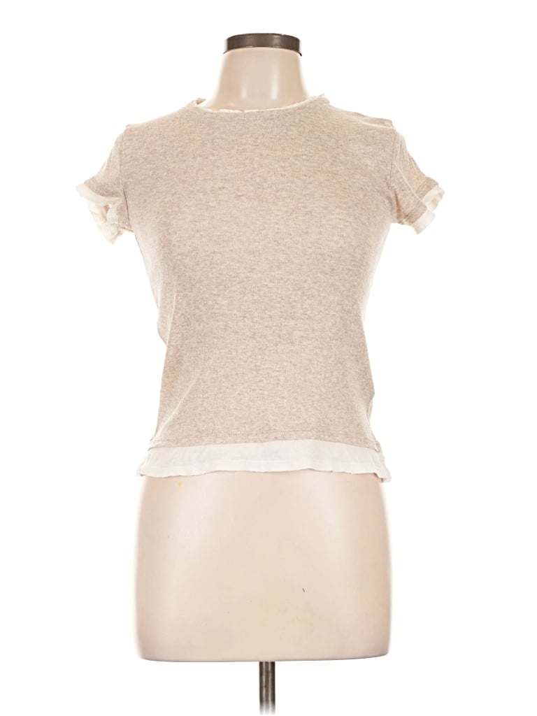 Pre-owned Zara Short Sleeve Turtleneck In Tan
