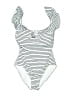 Vince Camuto Stripes White One Piece Swimsuit Size 10 - photo 1