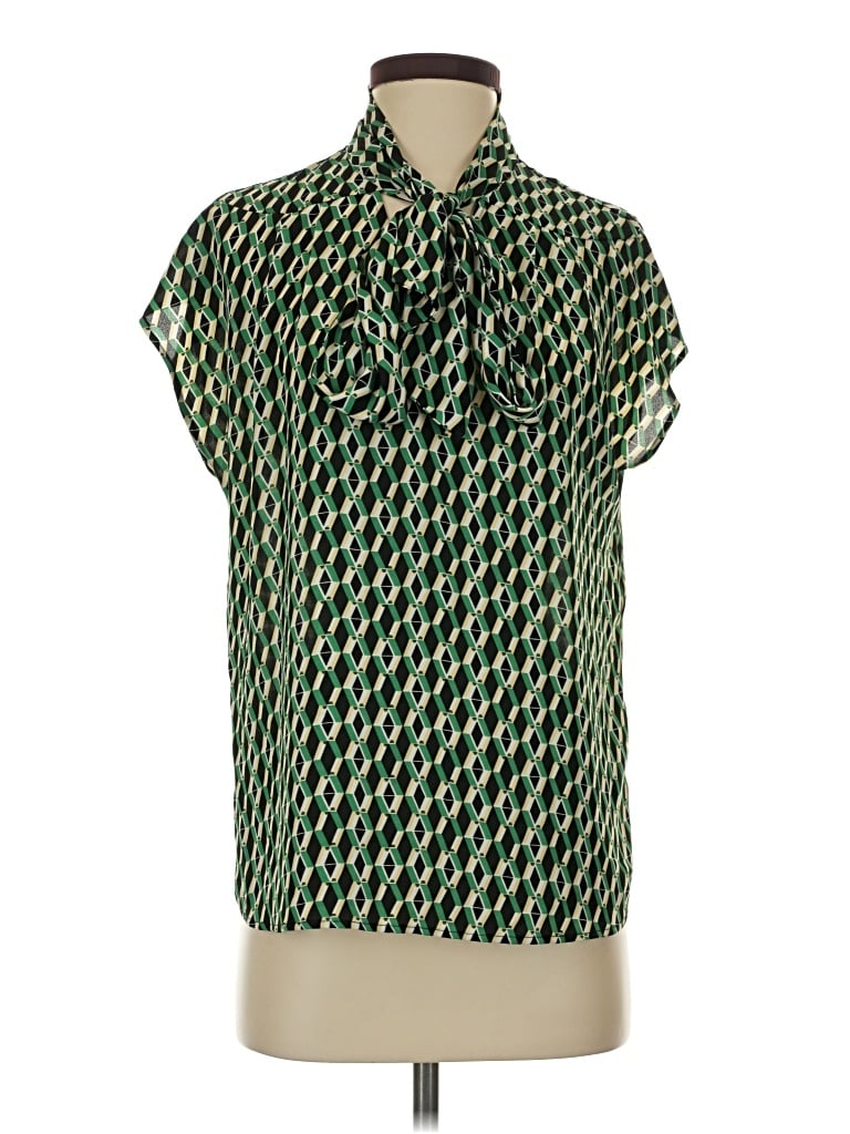 Pre-owned Pleione Short Sleeve Blouse In Green