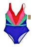 Boden Color Block Blue One Piece Swimsuit Size 8 - photo 1