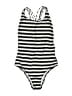 Unbranded Stripes Gray White One Piece Swimsuit Size M - photo 1