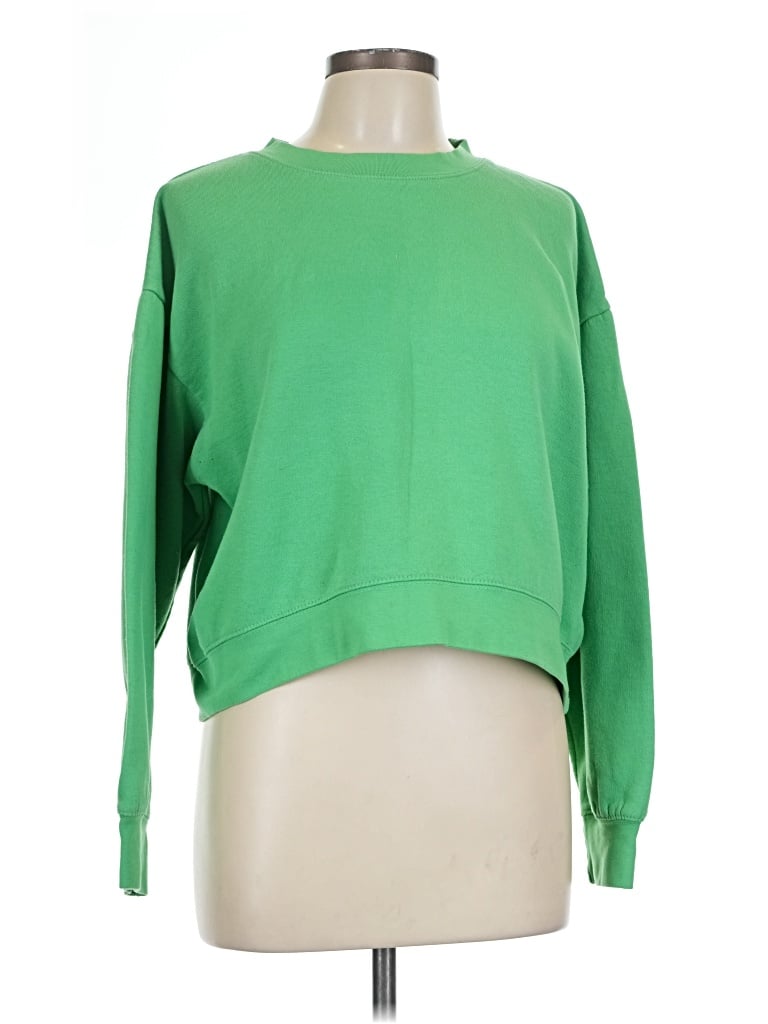 Pre-owned Zara Long Sleeve T-shirt In Green