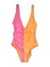 Solid & Striped Color Block Orange One Piece Swimsuit Size S - photo 1