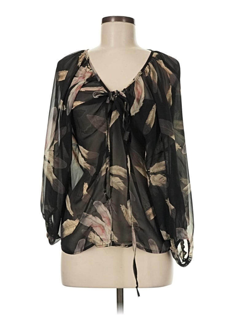 Pre-owned Wish 3/4 Sleeve Blouse In Black