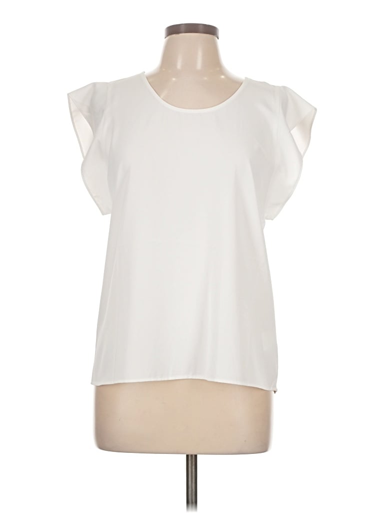 Pre-owned Express Short Sleeve Top Ivory Scoop Neck Tops