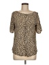 Unbranded Animal Print Tan Short Sleeve Silk Top Size M (estimated) - photo 1