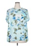 Woman Within 100% Polyester Blue Short Sleeve Blouse Size 18 (L) - photo 1