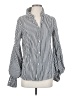 Greyson Stripes Silver Long Sleeve Blouse Size S - photo 1