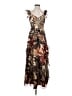 Siena 100% Polyester Tropical Brown Cocktail Dress Size 2 - photo 1