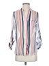 Kut from the Kloth Stripes White Blue 3/4 Sleeve Button-Down Shirt Size XS - photo 1