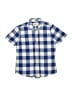 Mini Boden Checkered-gingham Blue Short Sleeve Button-Down Shirt Size 7 - photo 1