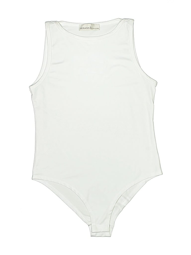 Pre-owned Zenana Bodysuit In White