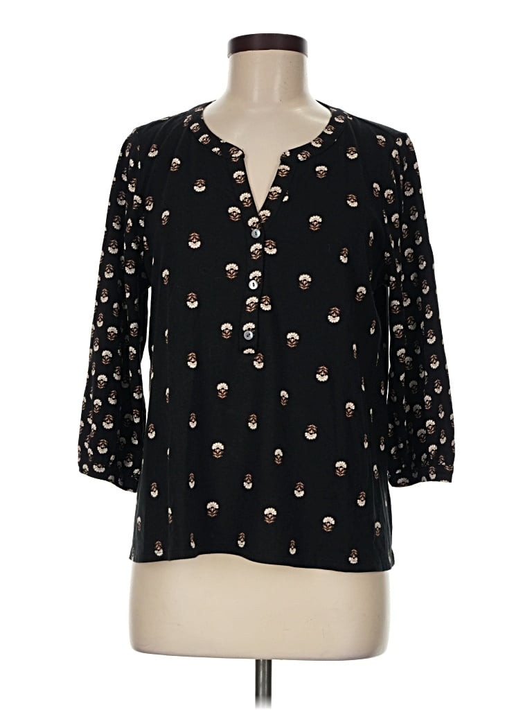 Pre-owned Purejill 3/4 Sleeve Blouse In Black
