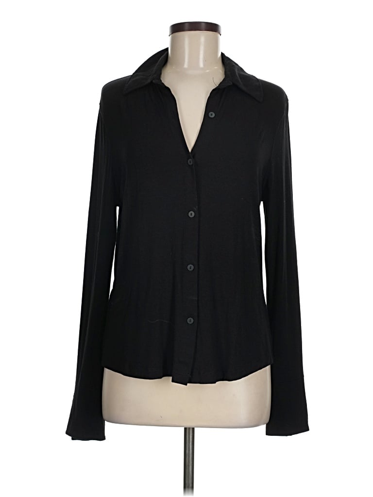Pre-owned Mng Long Sleeve Blouse In Black