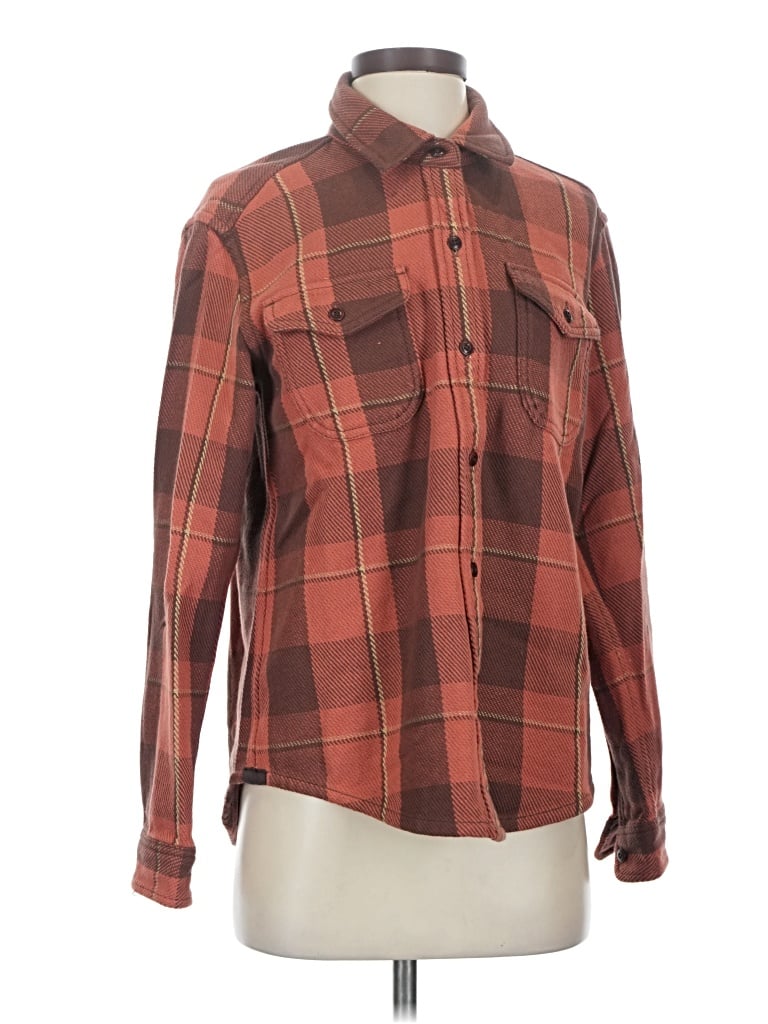 Pre-owned Outerknown Long Sleeve Button Down Shirt In Brown