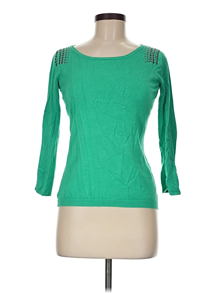 Pre-owned Express 3/4 Sleeve Top Green Boatneck Tops