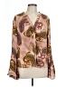 DR2 100% Rayon Paisley Tan Long Sleeve Blouse Size L - photo 1