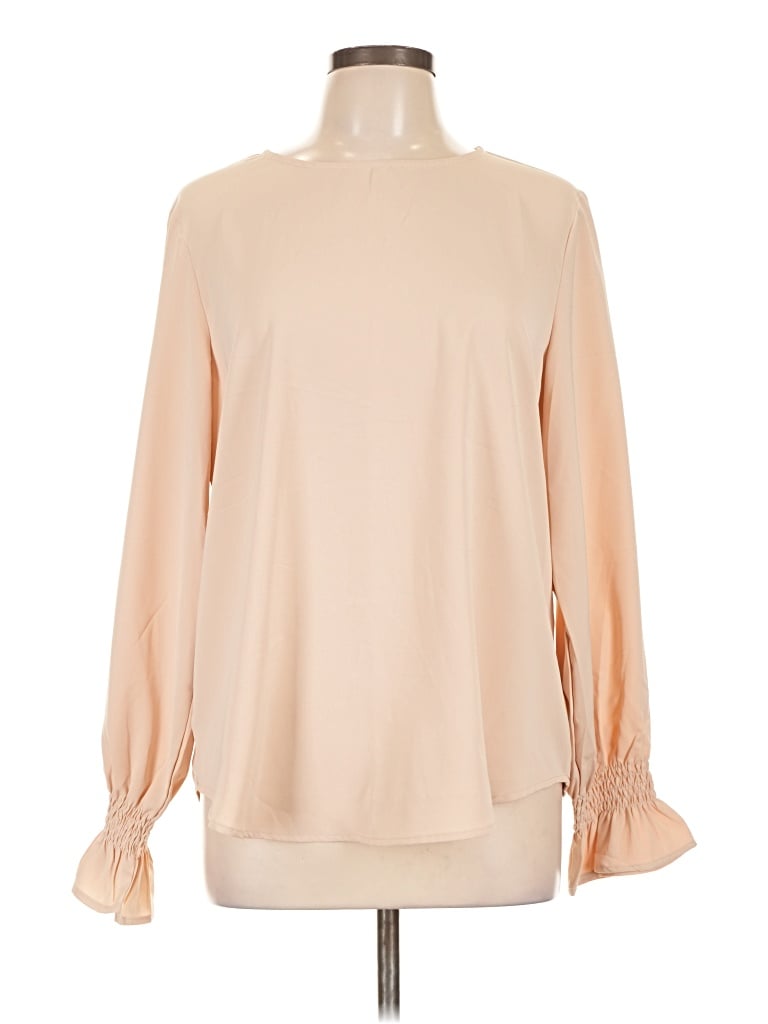 Pre-owned Unbranded Long Sleeve Blouse In Tan