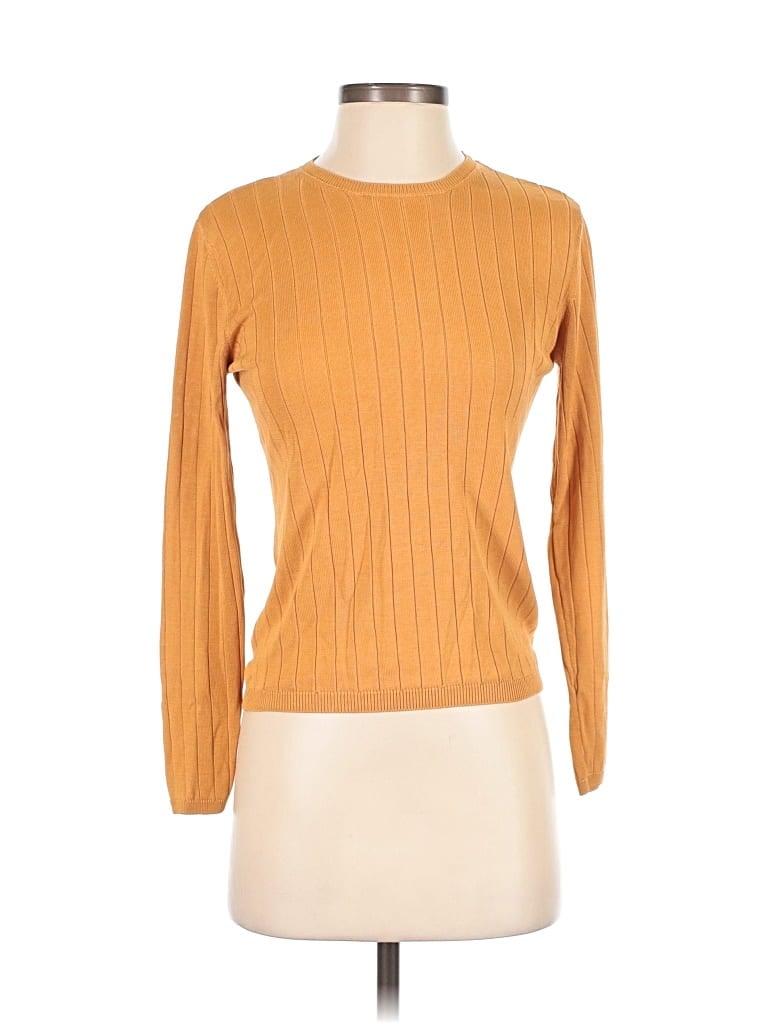 Pre-owned August Silk Pullover Sweater In Gold
