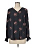 T Tahari 100% Polyester Floral Black Long Sleeve Blouse Size M - photo 1