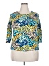 Rafaella 100% Cotton Animal Print Blue 3/4 Sleeve Top Size 2X - photo 1