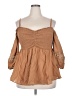 Torrid 100% Cotton Brown 3/4 Sleeve Blouse Size 2X Plus (2) - photo 1