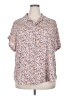 Timeson 100% Polyester Floral Ivory Short Sleeve Blouse Size XXL - photo 1