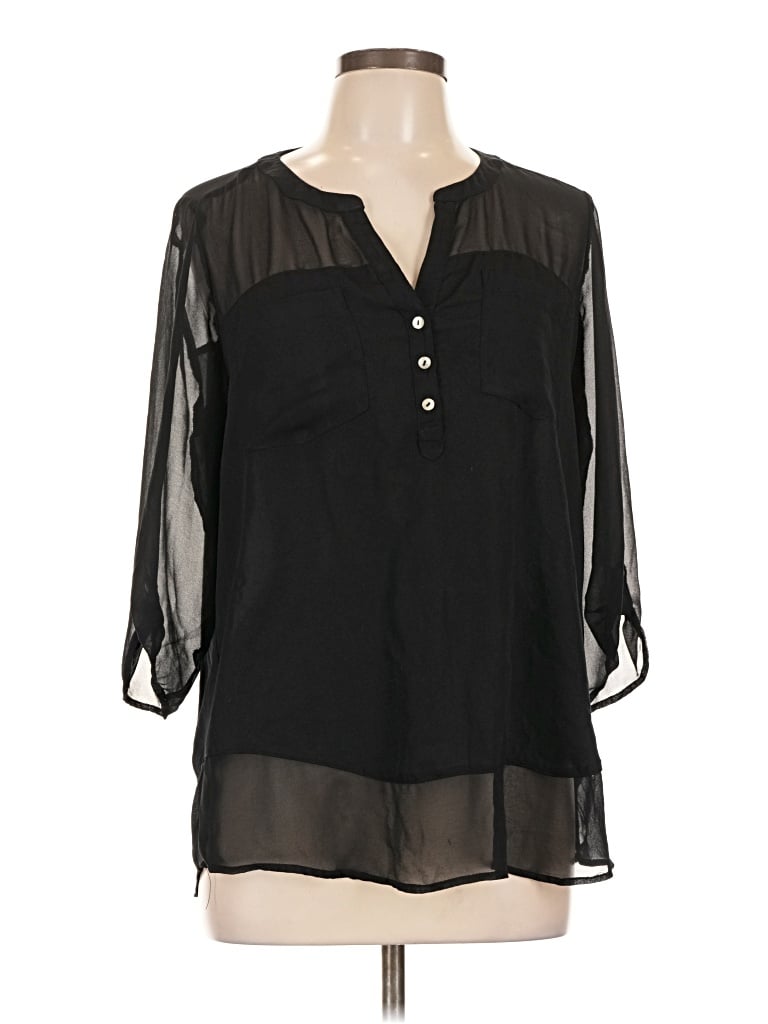 Pre-owned Express 3/4 Sleeve Blouse In Black
