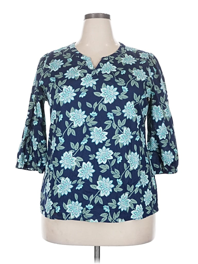 Pre-owned Croft & Barrow 3/4 Sleeve Blouse In Teal