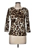 Rafaella 100% Cotton Animal Print Brown 3/4 Sleeve Top Size M - photo 1