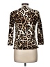 Rafaella 100% Cotton Animal Print Brown 3/4 Sleeve Top Size M - photo 2