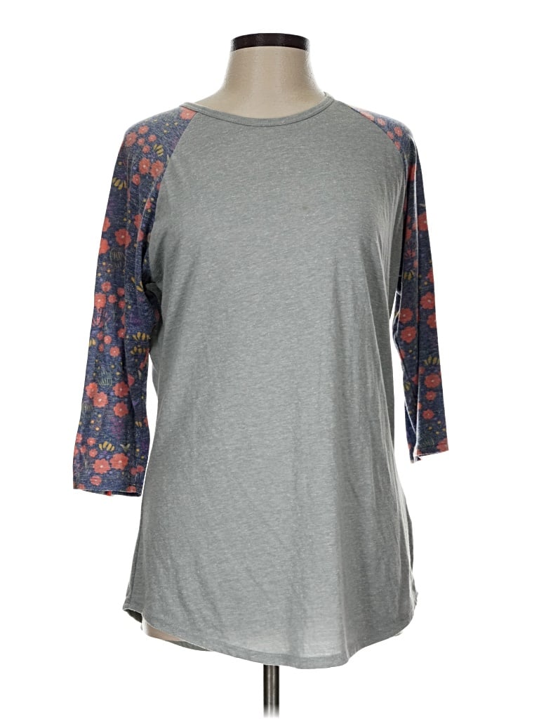Pre-owned Lularoe 3/4 Sleeve T-shirt In Gray