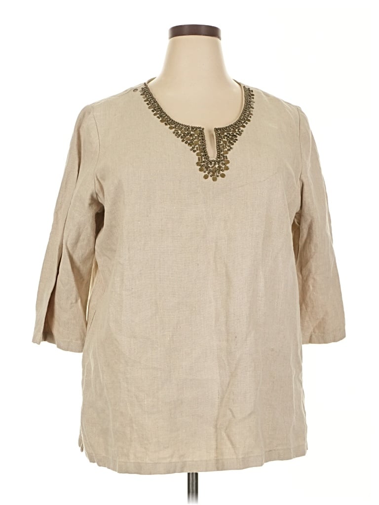 Pre-owned Michael Michael Kors 3/4 Sleeve Blouse In Tan