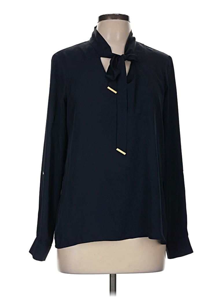 Pre-owned Anne Klein Long Sleeve Blouse In Blue