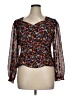 Unbranded 100% Polyester Floral Black Orange Long Sleeve Blouse Size XL - photo 1